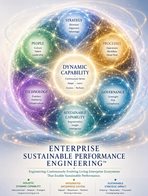 Organizational Capability Engineering model diagram showing the integrated enterprise system